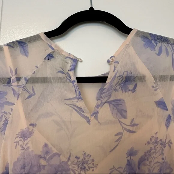 ASOS Petite Floral Chiffon Mini Dress | Blue & Beige - Picture 6 of 8